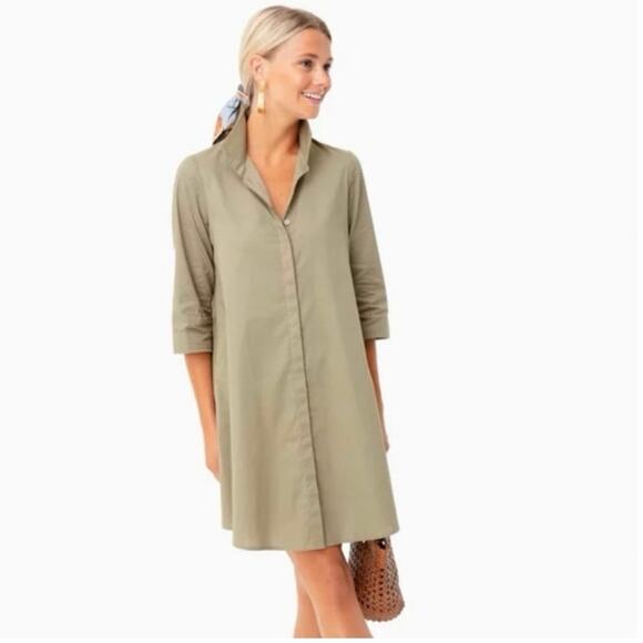 Tuckernuck Sage Green Charlie Stand Collar Mini Dress Size Medium - Picture 1 of 8